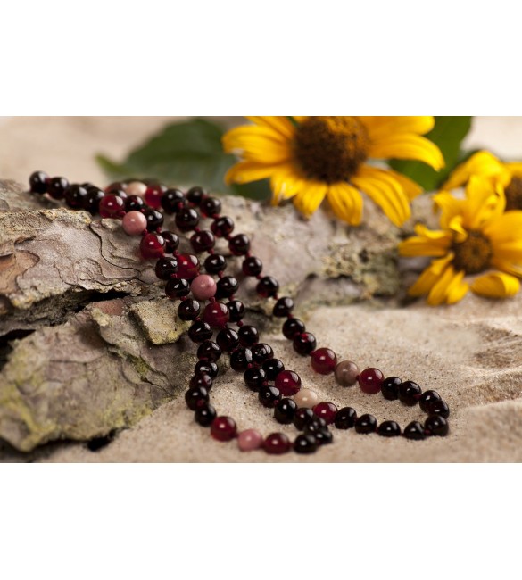 Amber teething necklace - Gemstone - Red Agate